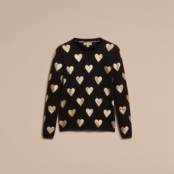 ❌SOLD❌Burberry Metallic Gold Heart Sweater - Picture 4 of 8
